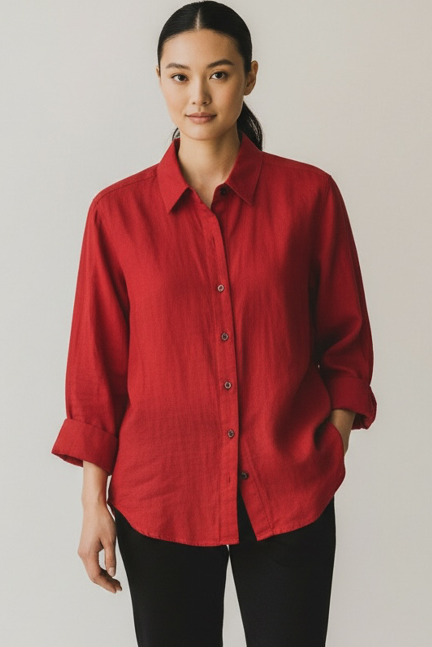 Pulp Red 100% Lyocell Tencel Button-Down Shirt Size L New